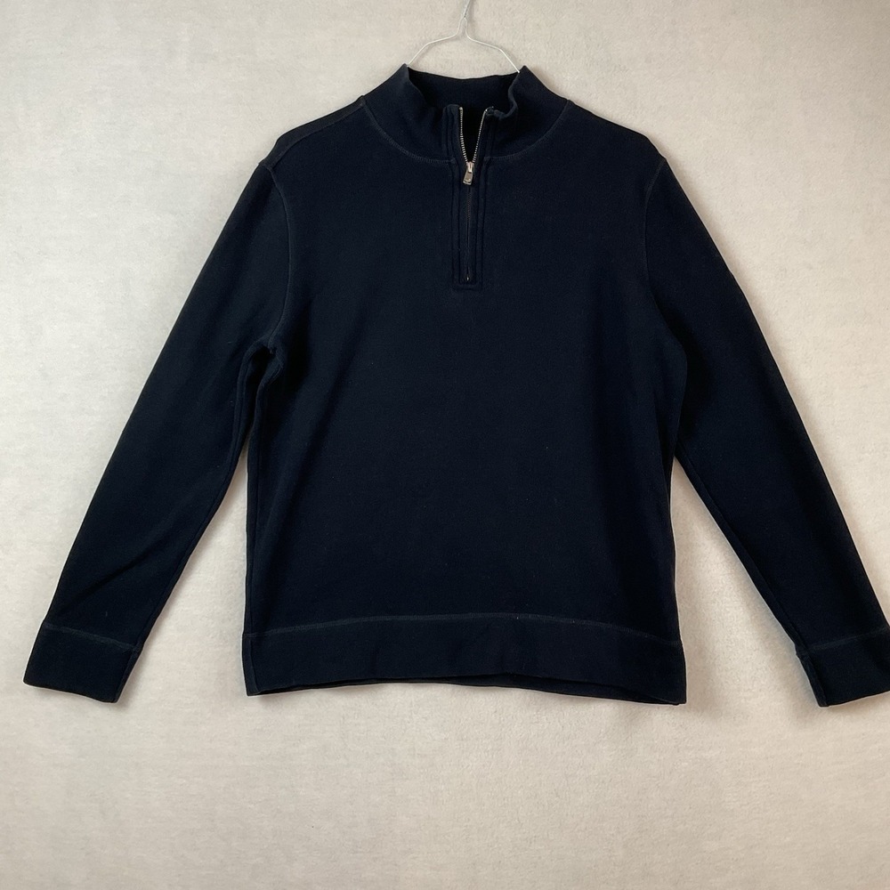 Faconnable Sweater Mens S Navy Blue 1/4 Zip Cotton Long Sleeve Pullover